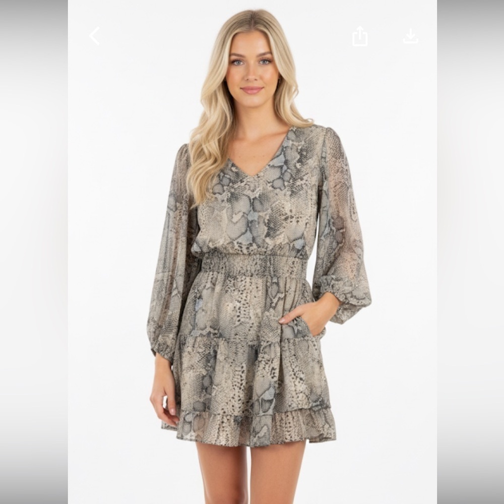 The impeccable pig Snake Print V-Neck Dress size medium